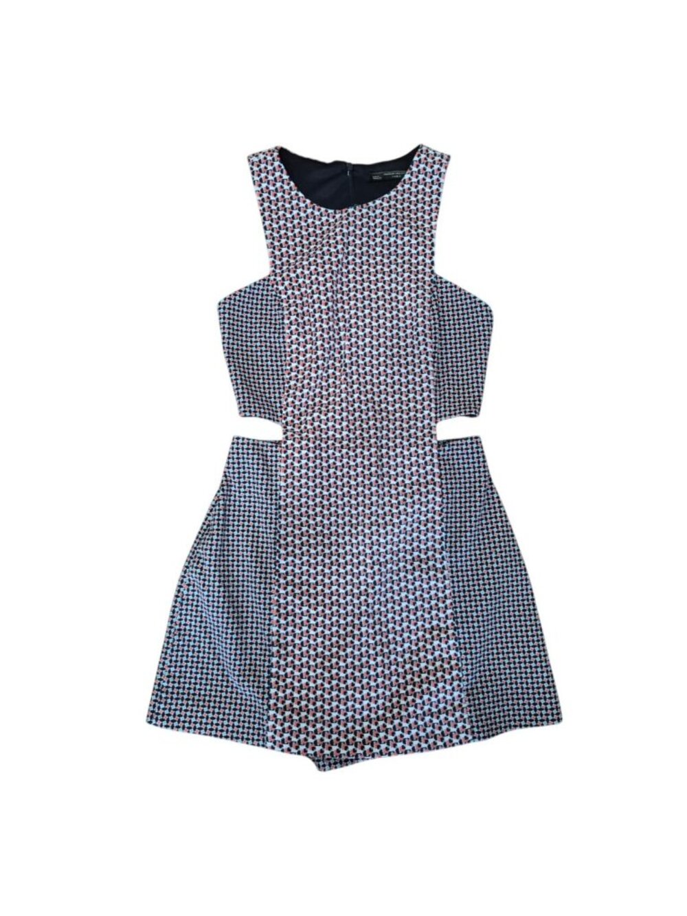 Zara Trafaluc Geometric Cutout Back Sleeveless Romper Size S Multicolor